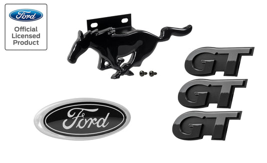 1999-2004 Ford Mustang GT Black Front Grille Running Horse, Fender, & Trunk Emblems