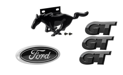 1999-2004 Ford Mustang GT Black Front Grille Running Horse, Fender, & Trunk Emblems