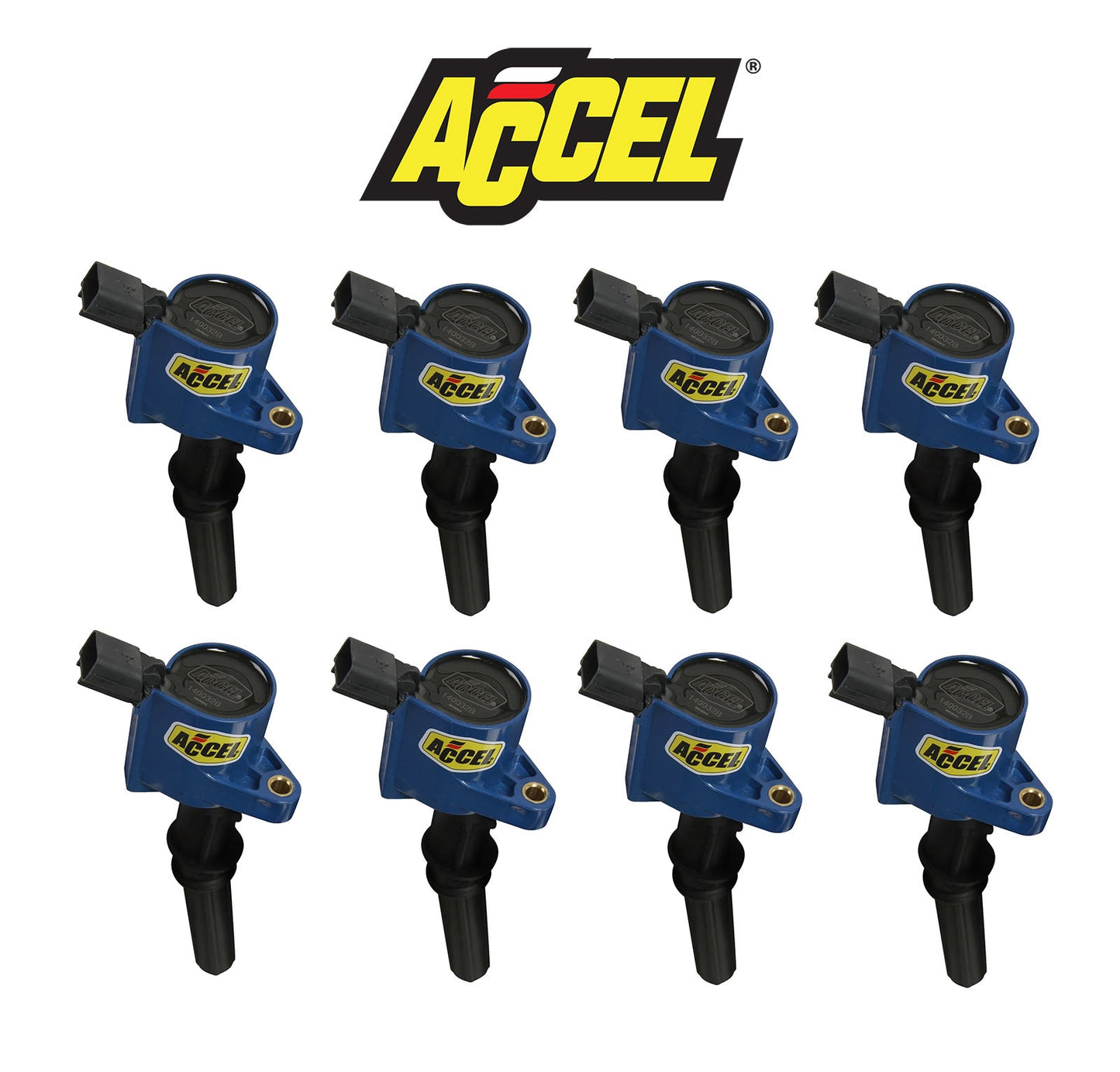 1999-2004 Ford Mustang GT 4.6L Blue Accel SuperCoil Engine Ignition Coils - Set of 8