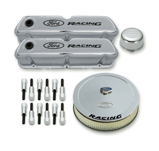 Mustang 289 302 351W Ford Racing 302-510 Polished Engine Valve Covers, Air Cleaner & Oil Cap