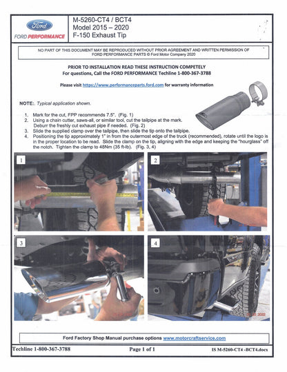 2015-2020 F-150 OEM Ford Performance M-5260-BCT4 Black 4" Exhaust Tip