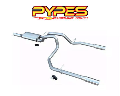 Violator Series Cat Back Exhaust System 10-22 GM 1500 53 Liter Split Rear Dual Exit 3 in Intermediate And 2.5 in Tail Pipe Violator Muffler/Hardware/3.5 in Polished Tips Incl Pypes Exhaust