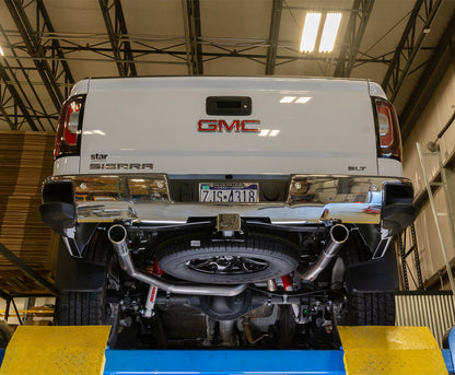 Violator Series Cat Back Exhaust System 10-22 GM 1500 53 Liter Split Rear Dual Exit 3 in Intermediate And 2.5 in Tail Pipe Violator Muffler/Hardware/3.5 in Polished Tips Incl Pypes Exhaust