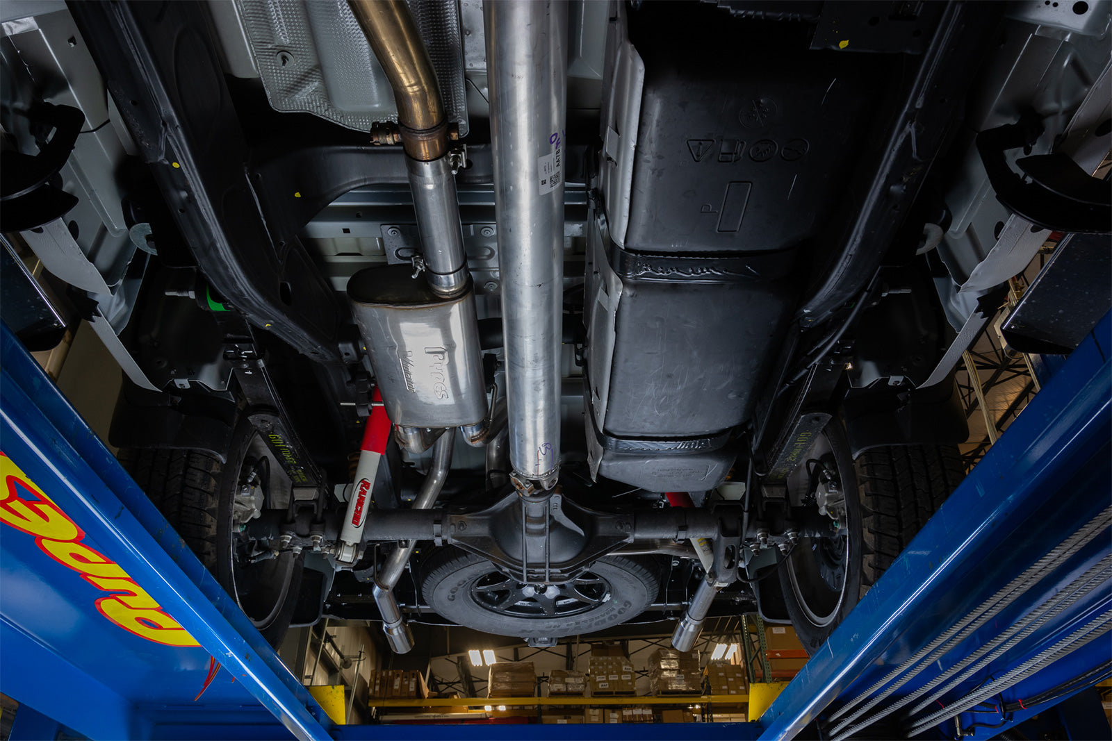 Violator Series Cat Back Exhaust System 10-22 GM 1500 53 Liter Split Rear Dual Exit 3 in Intermediate And 2.5 in Tail Pipe Violator Muffler/Hardware/3.5 in Polished Tips Incl Pypes Exhaust