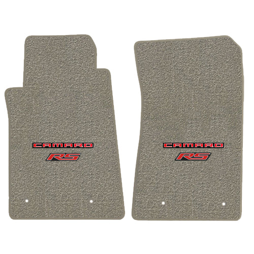 2010-2015 Camaro Gray Grey 2pc Floor Mats Set - Red RS Road Sport & Brand Logos