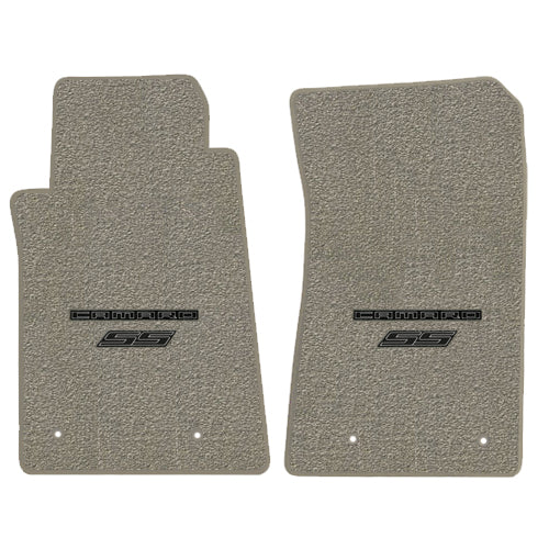 2010-2015 Camaro SS Super Sport Gray Grey 2pc Front Floor Mats Set - Black Logos