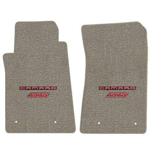 2010-2015 Camaro SS Super Sport Gray Grey 2pc Front Floor Mats Set - Red Logos