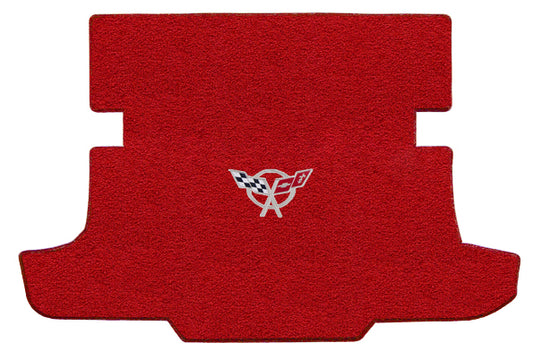 1997-04 Corvette Hardtop Torch Red Rear Trunk Cargo Mat Silver Crossed Flag Logo