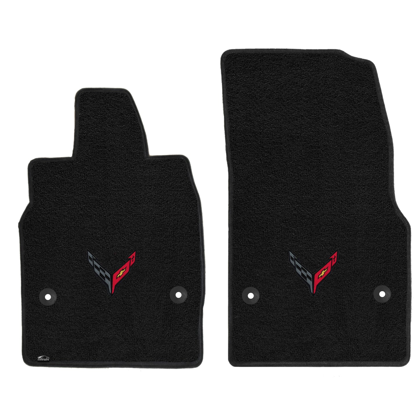 2020-2023 Corvette C8 Lloyd Ultimat 2pc Front Floor Mats w/ Black Crossed Flags