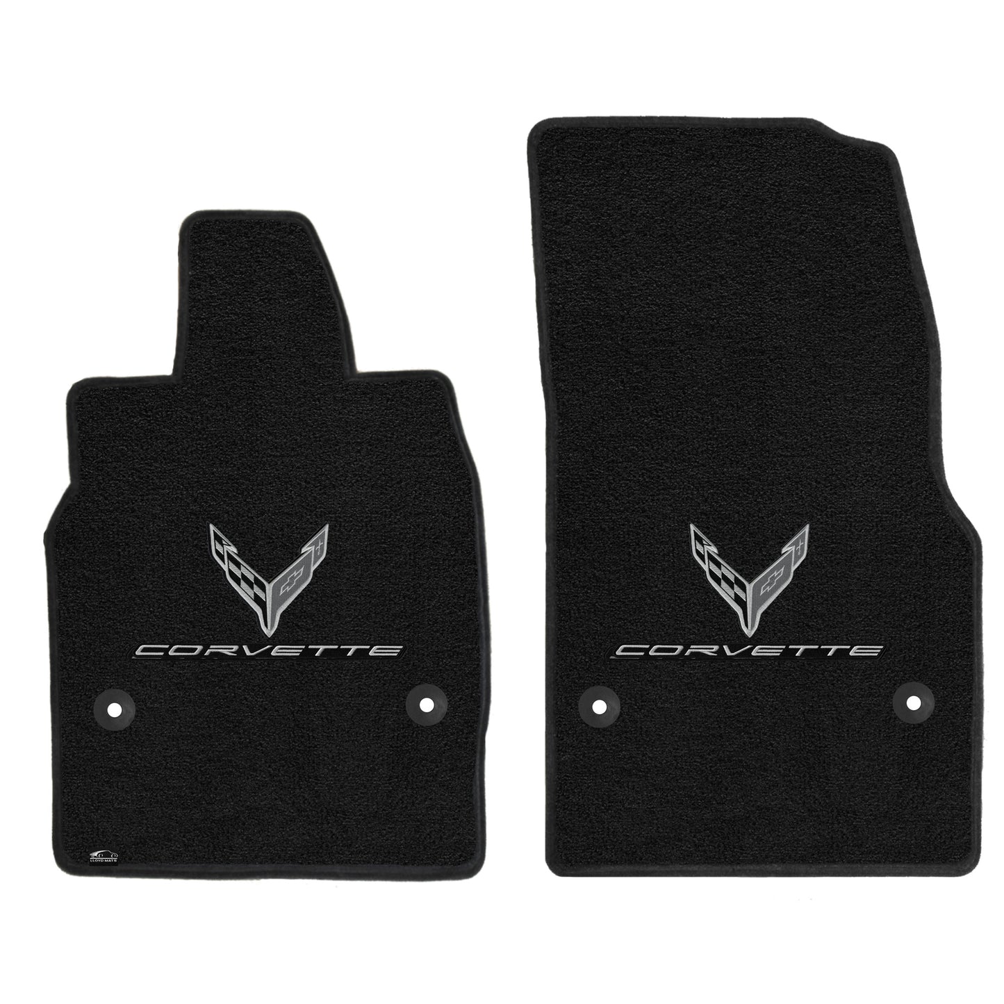 2020-2023 C8 Ultimat 2pc Front Floor Mats w/ Corvette Crossed Flags Logo