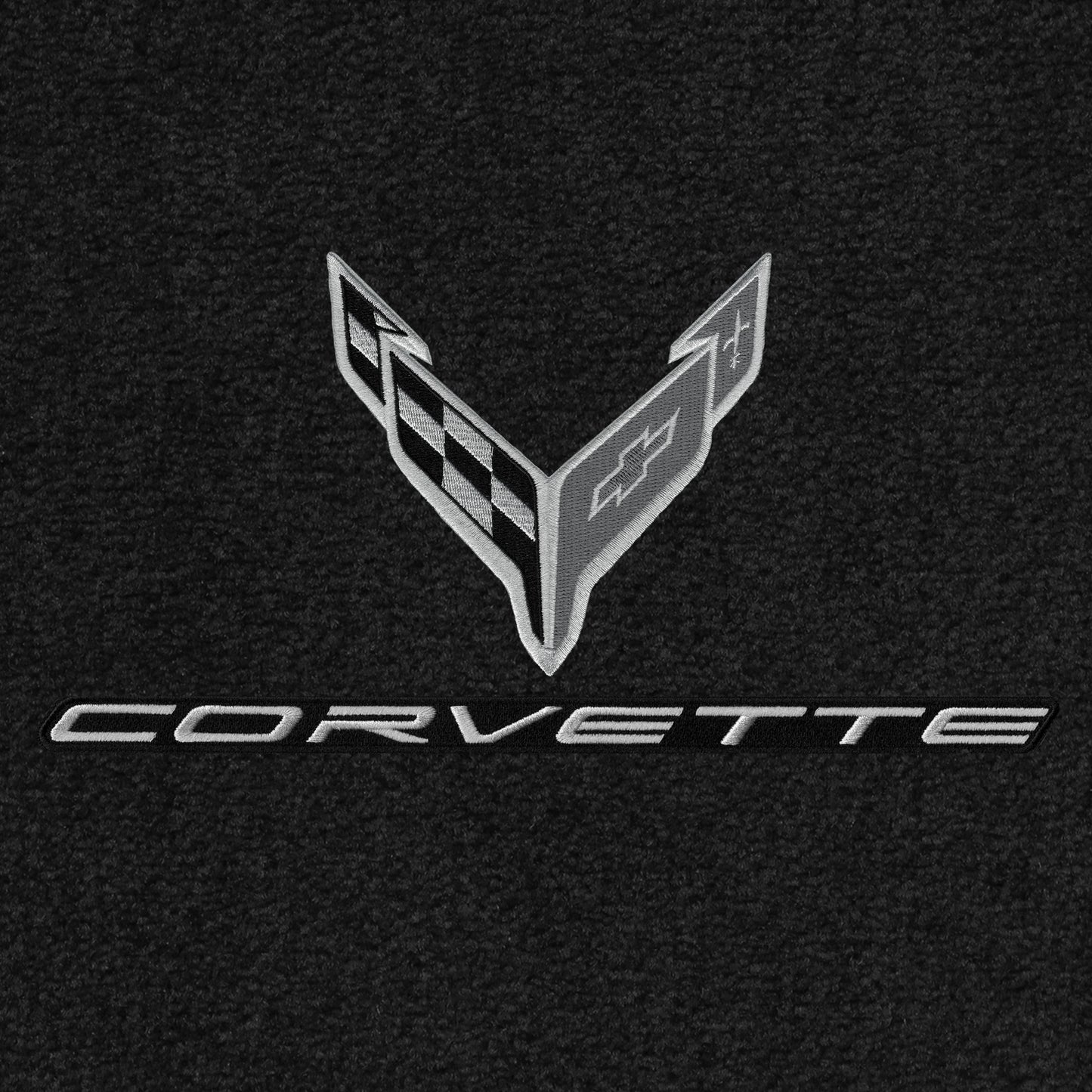 2020-2023 C8 Ultimat 2pc Front Floor Mats w/ Corvette Crossed Flags Logo