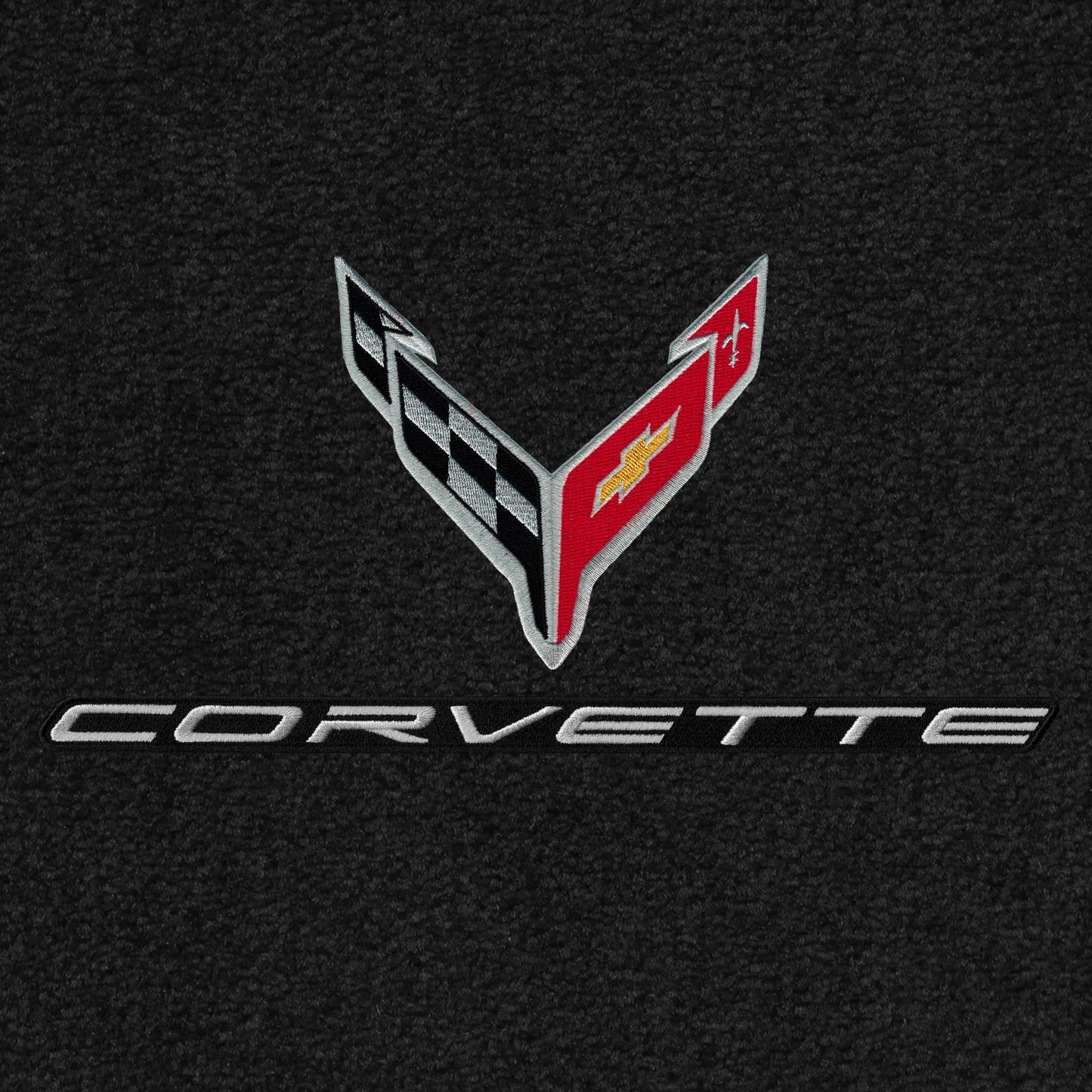 2020-2023 C8 Ultimat 2pc Front Floor Mats w/ Corvette Crossed Flags Logo