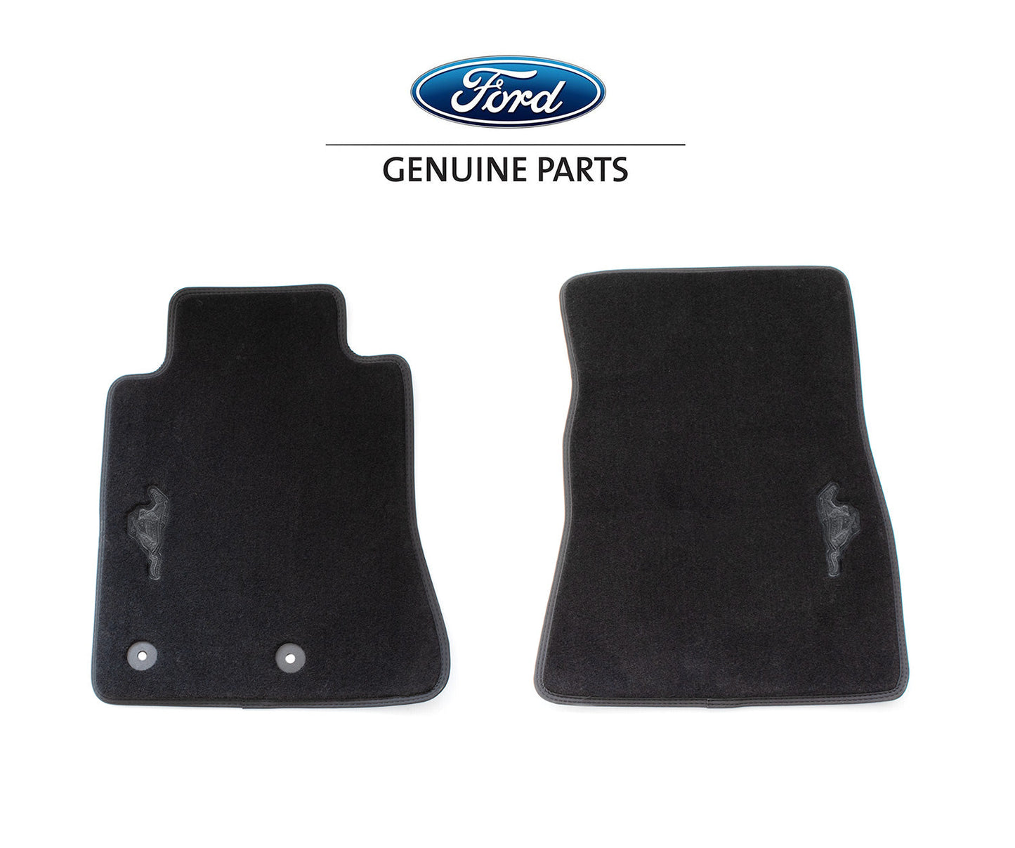 2015-2024 Mustang OEM JR3Z-6313300-BB 2pc Front Floor Mats Black w Running Horse