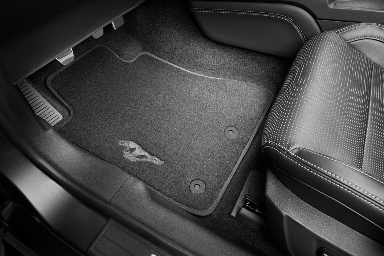 2015-2024 Mustang OEM JR3Z-6313300-BB 2pc Front Floor Mats Black w Running Horse