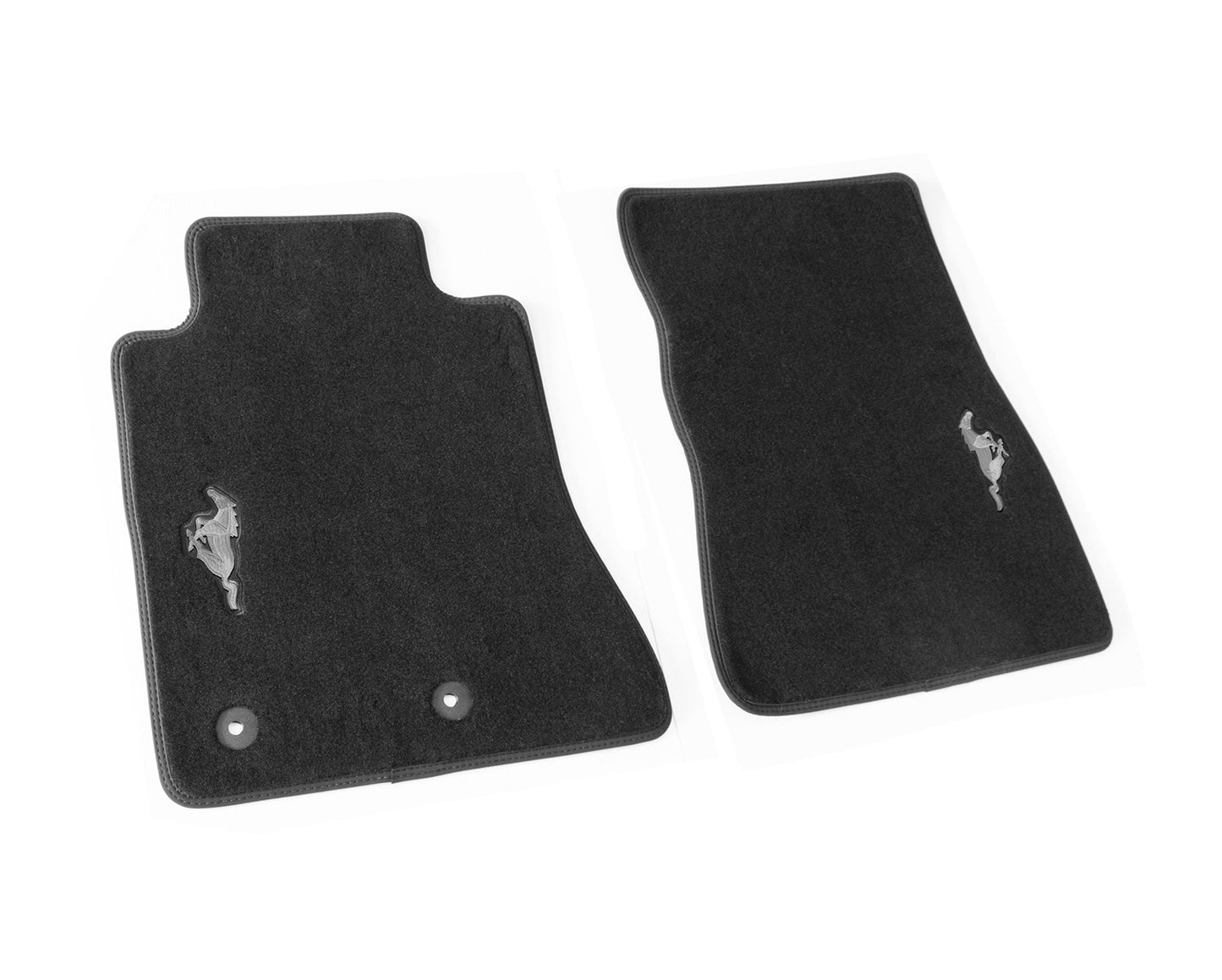 2015-2025 Mustang OEM JR3Z-6313300-BC 2pc Black Front Floor Mats w Silver Running Horse
