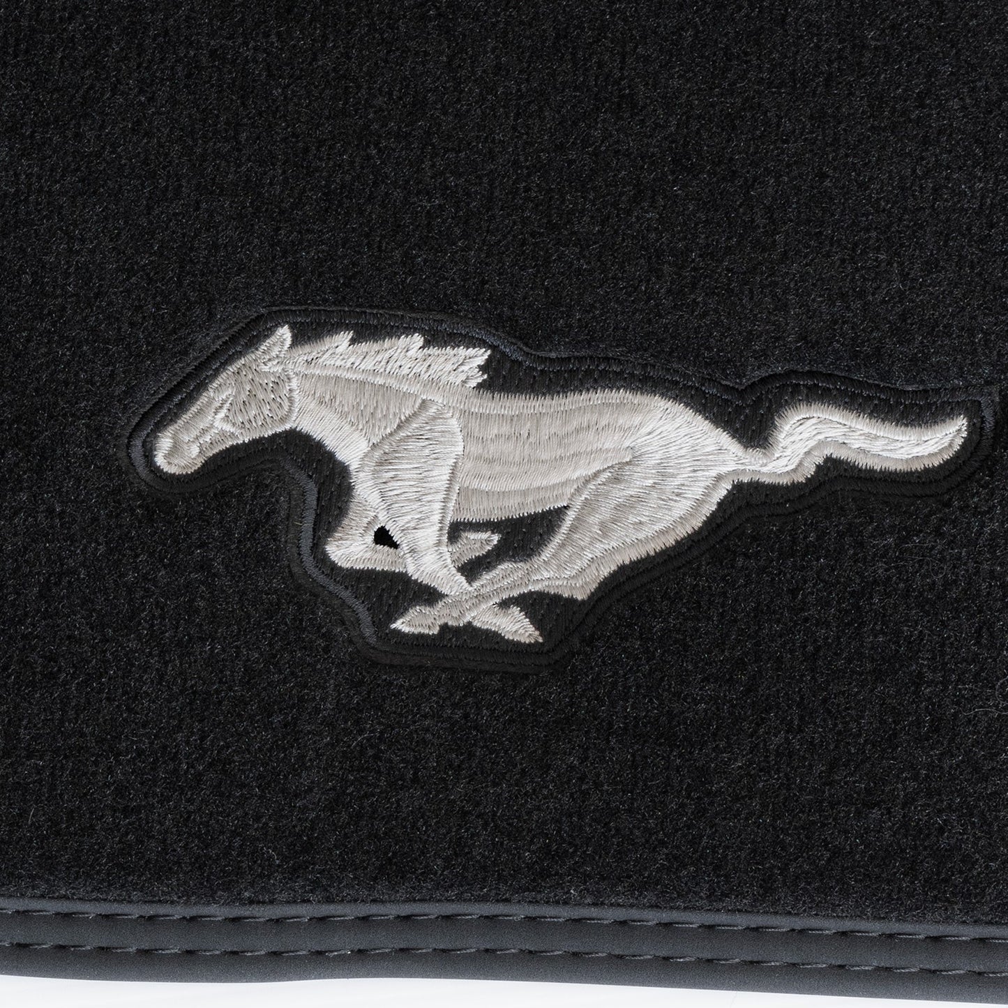 2015-2025 Mustang OEM JR3Z-6313300-BC 2pc Black Front Floor Mats w Silver Running Horse