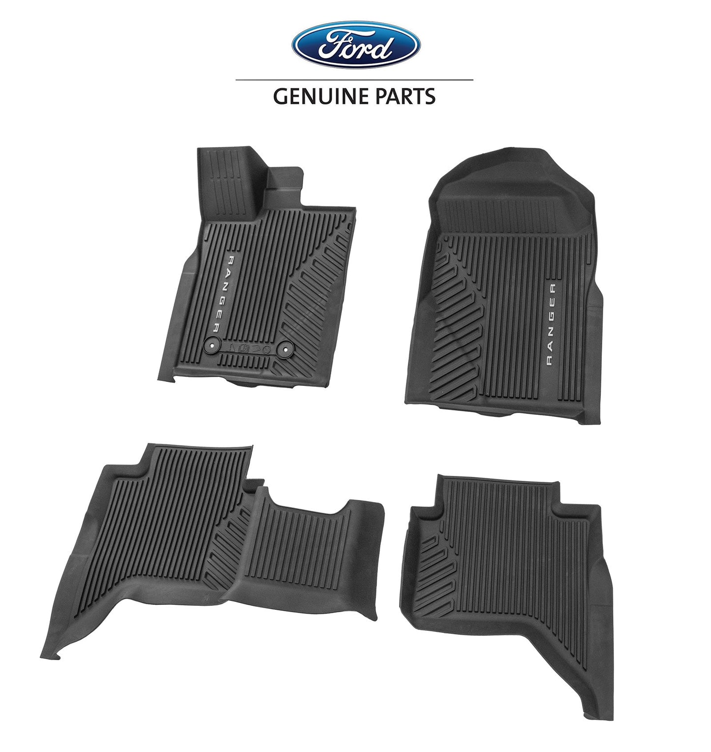 2024 Ford Ranger OEM R1WZ-1613086-AA 4pc Front & Rear Rubber Floor Mat Liners