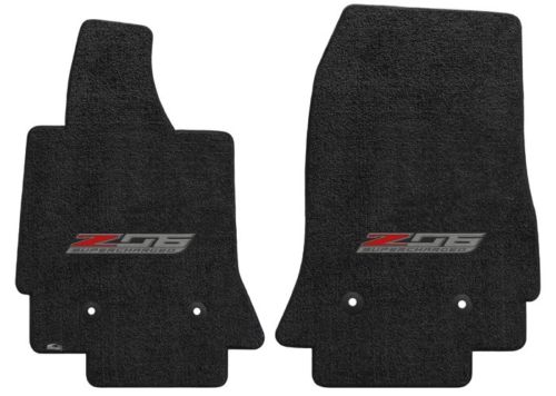 2014-2019 C7 Corvette Jet Black 2pc Front Floor Mats Set - Z06 Supercharged Logo