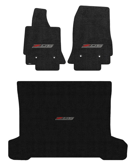 2014-2019 C7 Corvette Coupe Jet Black Front Floor & Rear Trunk Mats - Z06 Logos