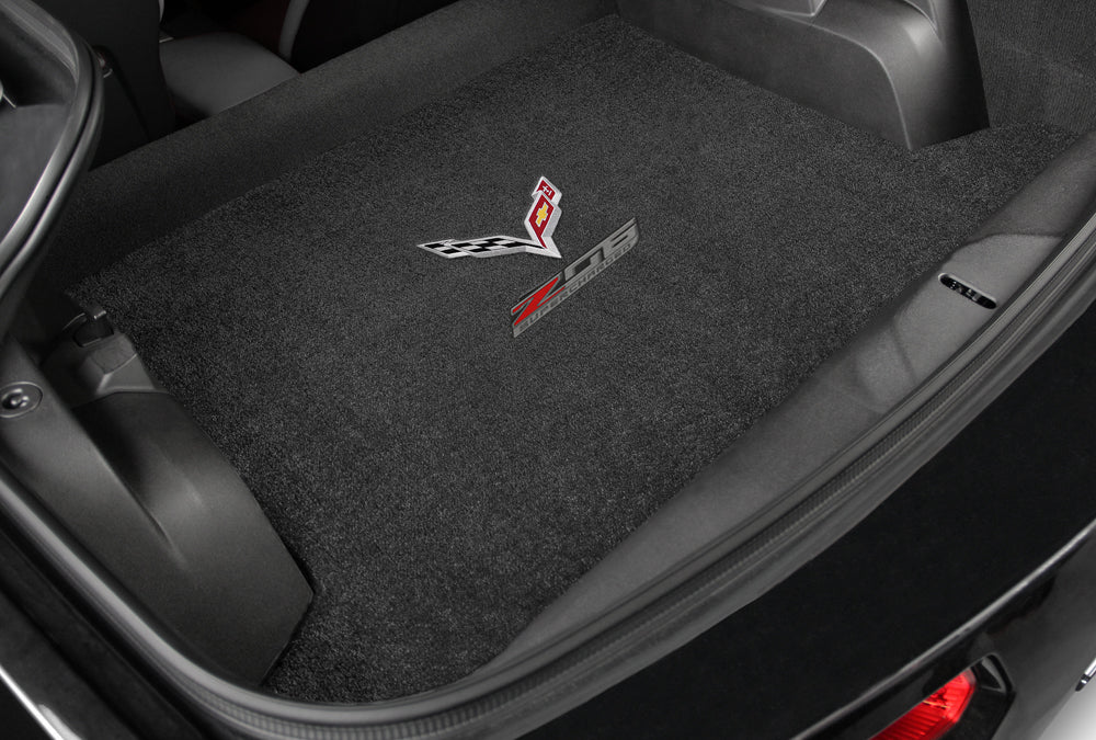 2014-2019 C7 Corvette Coupe Jet Black Rear Trunk Mat - Crossed Flags & Z06 Logos