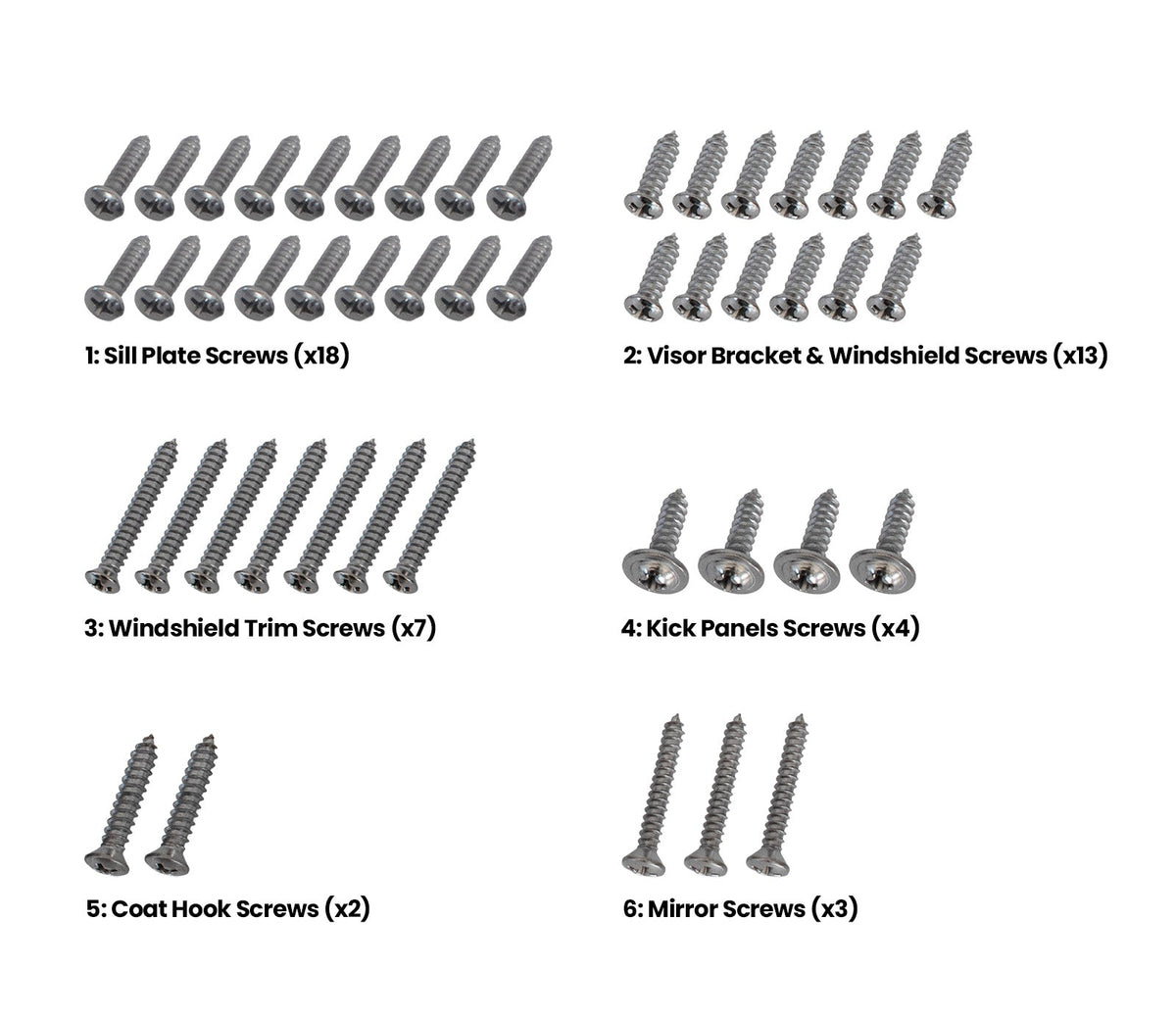 1964 1/2-1966 Ford Mustang Convertible Interior Hardware Screw Kit 47 Piece Set (Copy)
