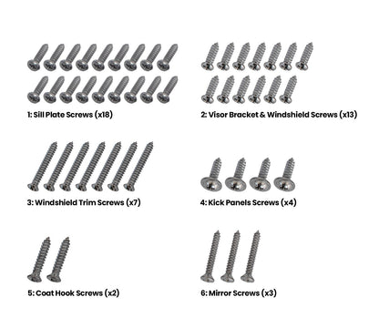 1964 1/2-1966 Ford Mustang Convertible Interior Hardware Screw Kit 47 Piece Set (Copy)