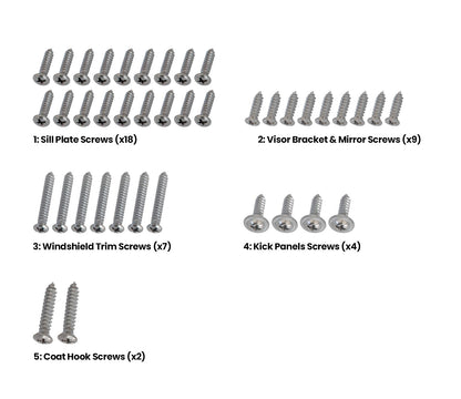1964 1/2-1966 Ford Mustang Convertible Interior Hardware Screw Kit 47 Piece Set (Copy)