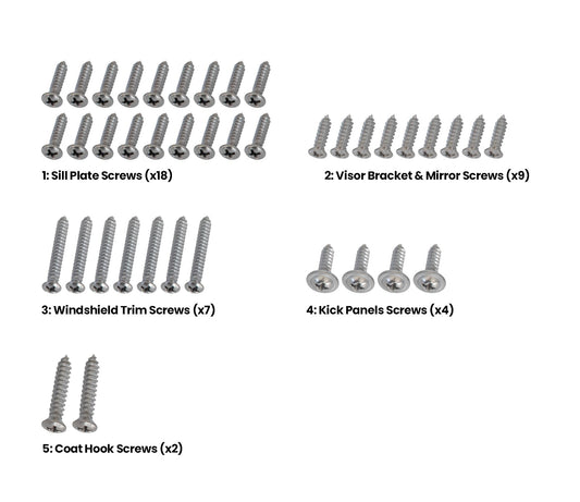 1964 1/2-1966 Ford Mustang Convertible Interior Hardware Screw Kit 47 Piece Set (Copy)