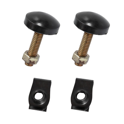 1965-1970 Ford Mustang Adjustable Radiator Support To Hood Rubber Bumpers & U-Clips