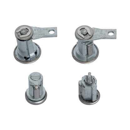 1965-1966 Ford Mustang Polished Stainless Ignition Doors Trunk Lock Set Keys