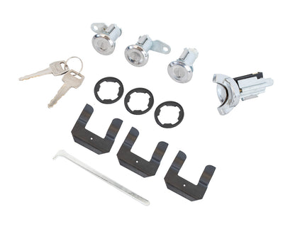 1970-1973 Ford Mustang Polished Stainless Ignition Doors Trunk Lock Set Keys