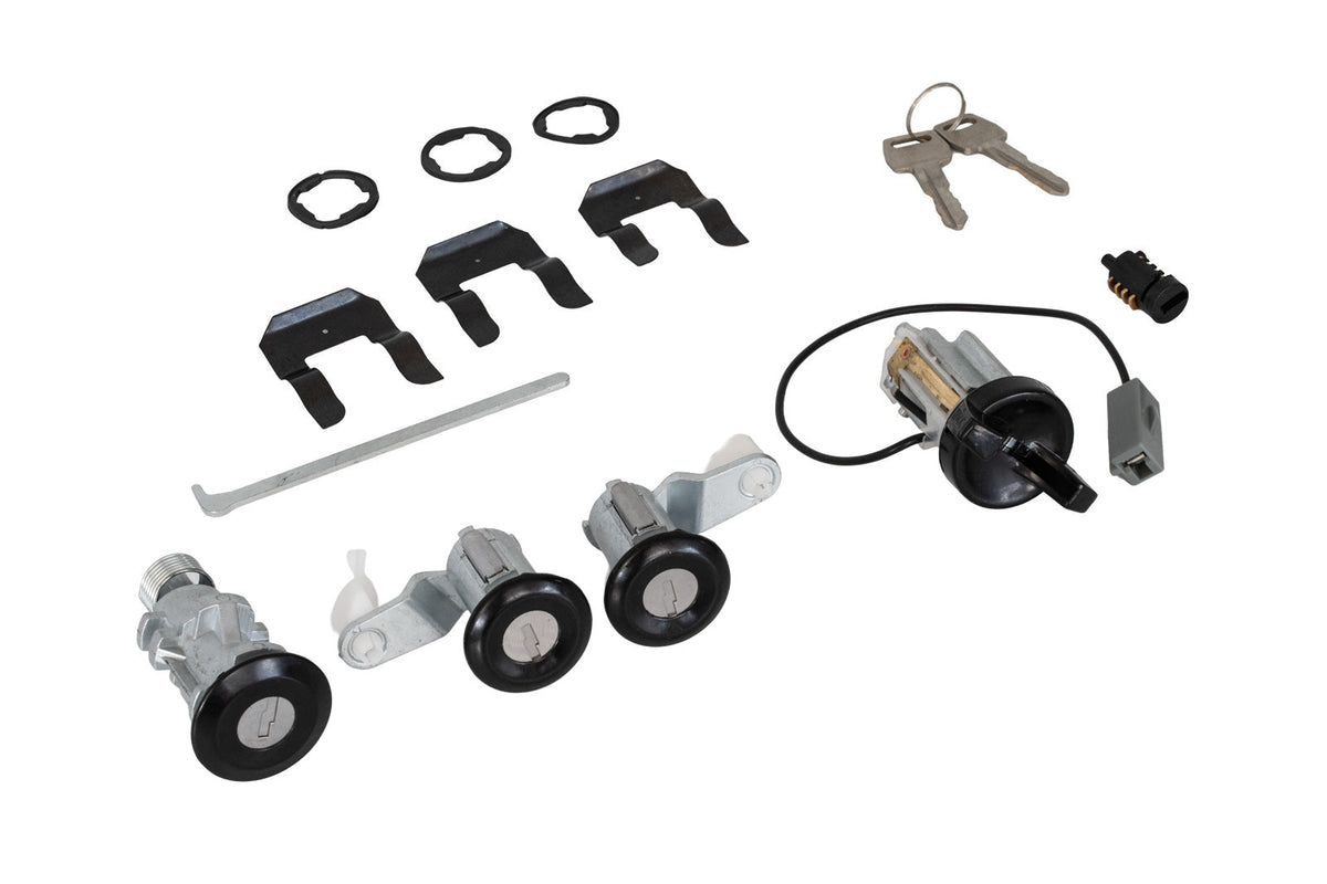 1987-1993 Ford Mustang Black One-Key Ignition Door Trunk & Glove Box Lock Cylinders 5pc Set