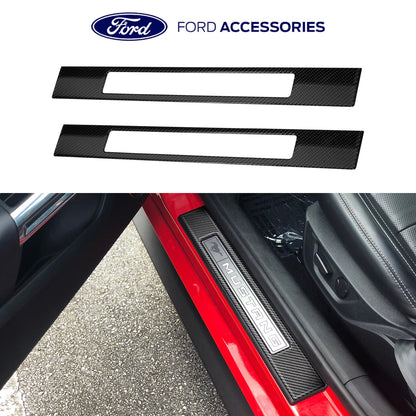 2015-2024 Mustang Genuine Ford OEM VPR3Z-99132A08-A Carbon Fiber Door Sill Plate Accents Pair