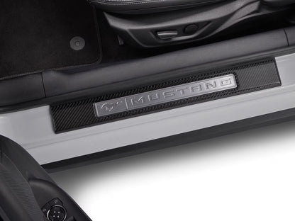 2015-2024 Mustang Genuine Ford OEM VPR3Z-99132A08-A Carbon Fiber Door Sill Plate Accents Pair