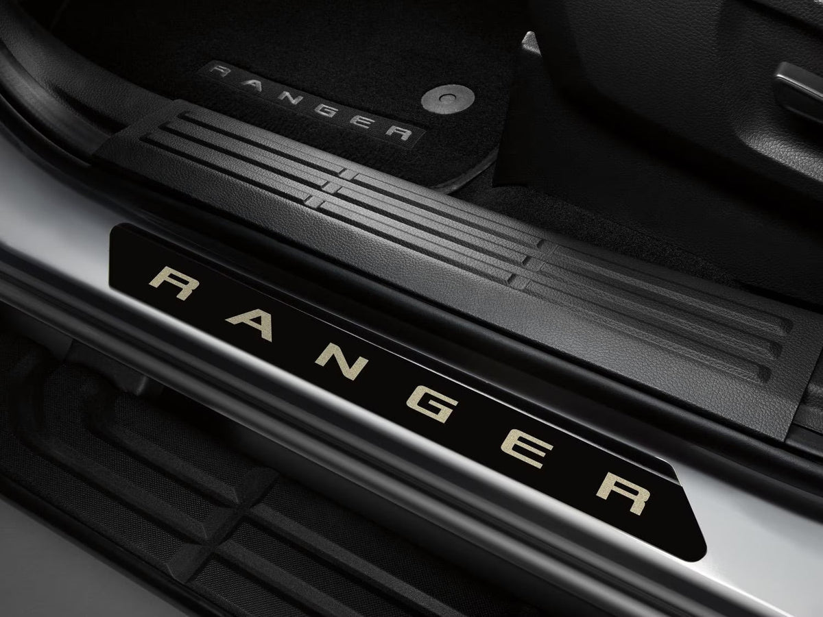 2019-2025 Ford Ranger Supercab OEM Black Platinum Stainless Door Sill Plates 2pc