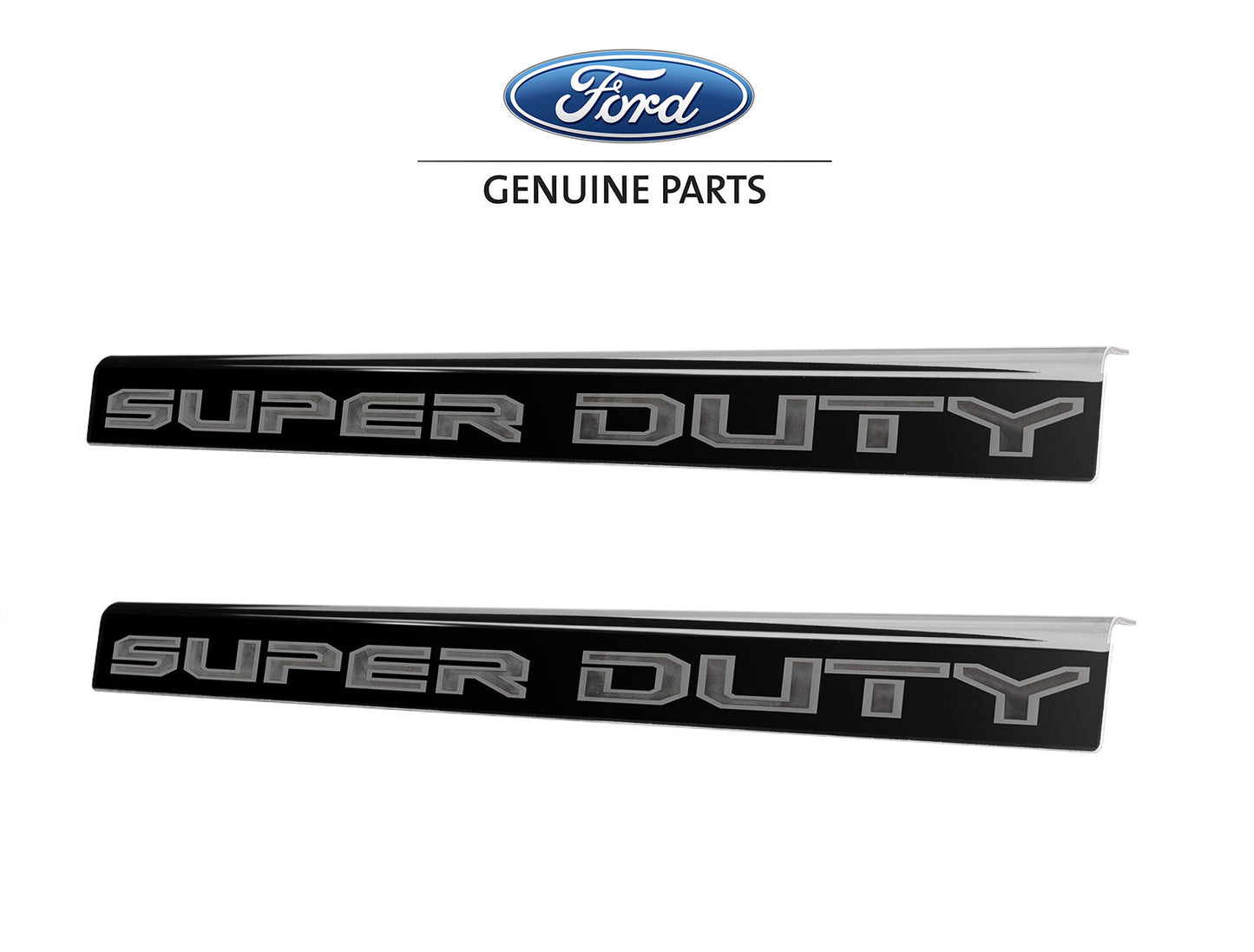 2017-2022 Ford Super Duty 2-Door OEM Black Platinum Stainless Bottom Door Step Sill Plates Pair