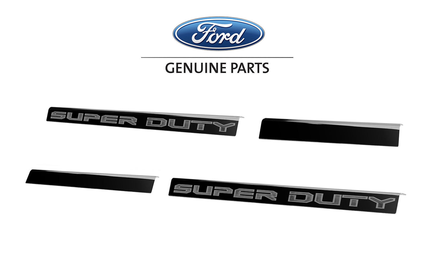 2017-2022 Ford Super Duty Crew Cab OEM Black Platinum Stainless 4pc Bottom Door Step Sill Plates