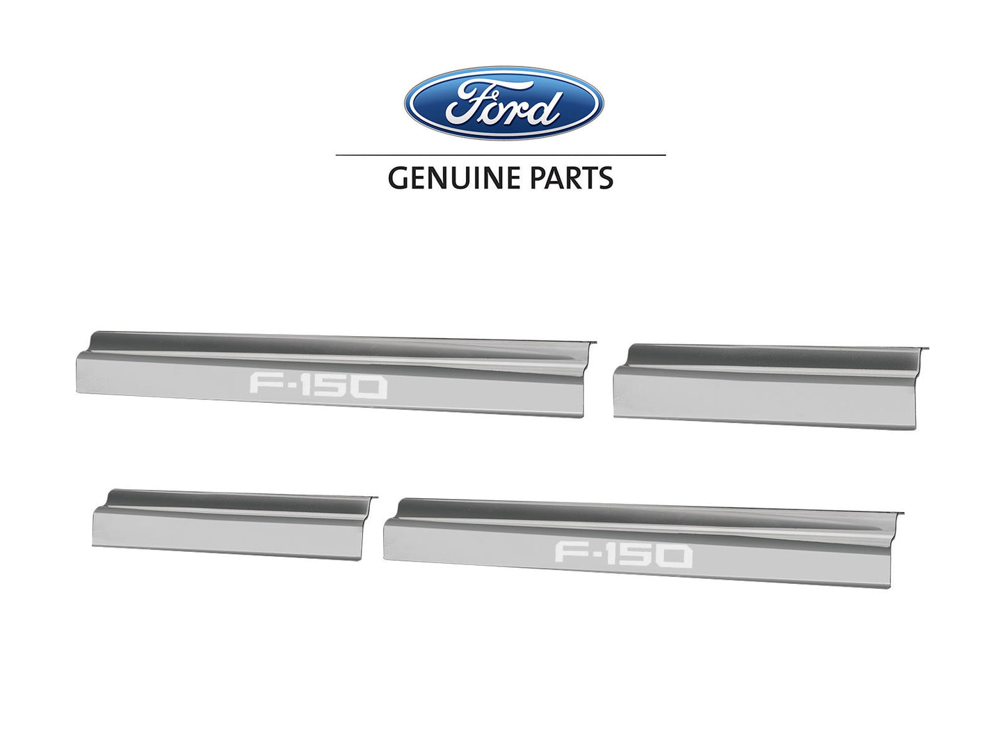 2021-2024 F150 SuperCrew Genuine Ford OEM Polished Stainless 4pc Bottom Door Step Sill Plates