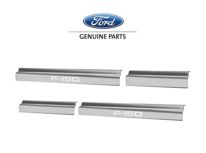 2021-2024 F150 SuperCrew Genuine Ford OEM Polished Stainless 4pc Bottom Door Step Sill Plates