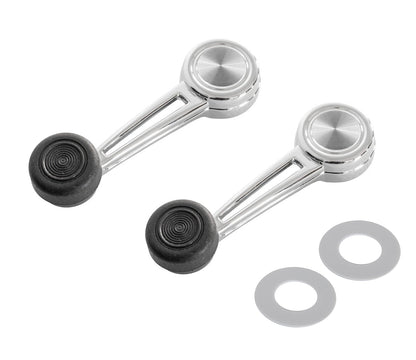 1968-1970 Ford Mustang Complete Chrome Window Handles Knobs & Backing Plates Kit