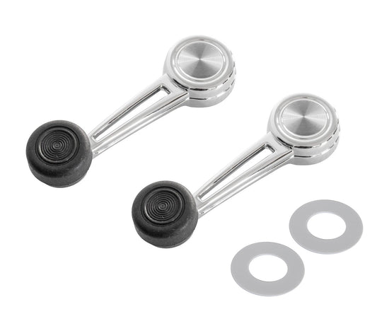 1968-1970 Ford Mustang Complete Chrome Window Handles Knobs & Backing Plates Kit