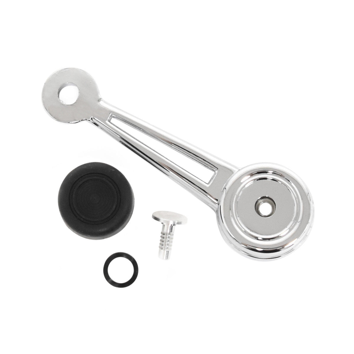 1968-1969 Ford Mustang Complete Chrome Window Crank Handles & Black Knobs Pair