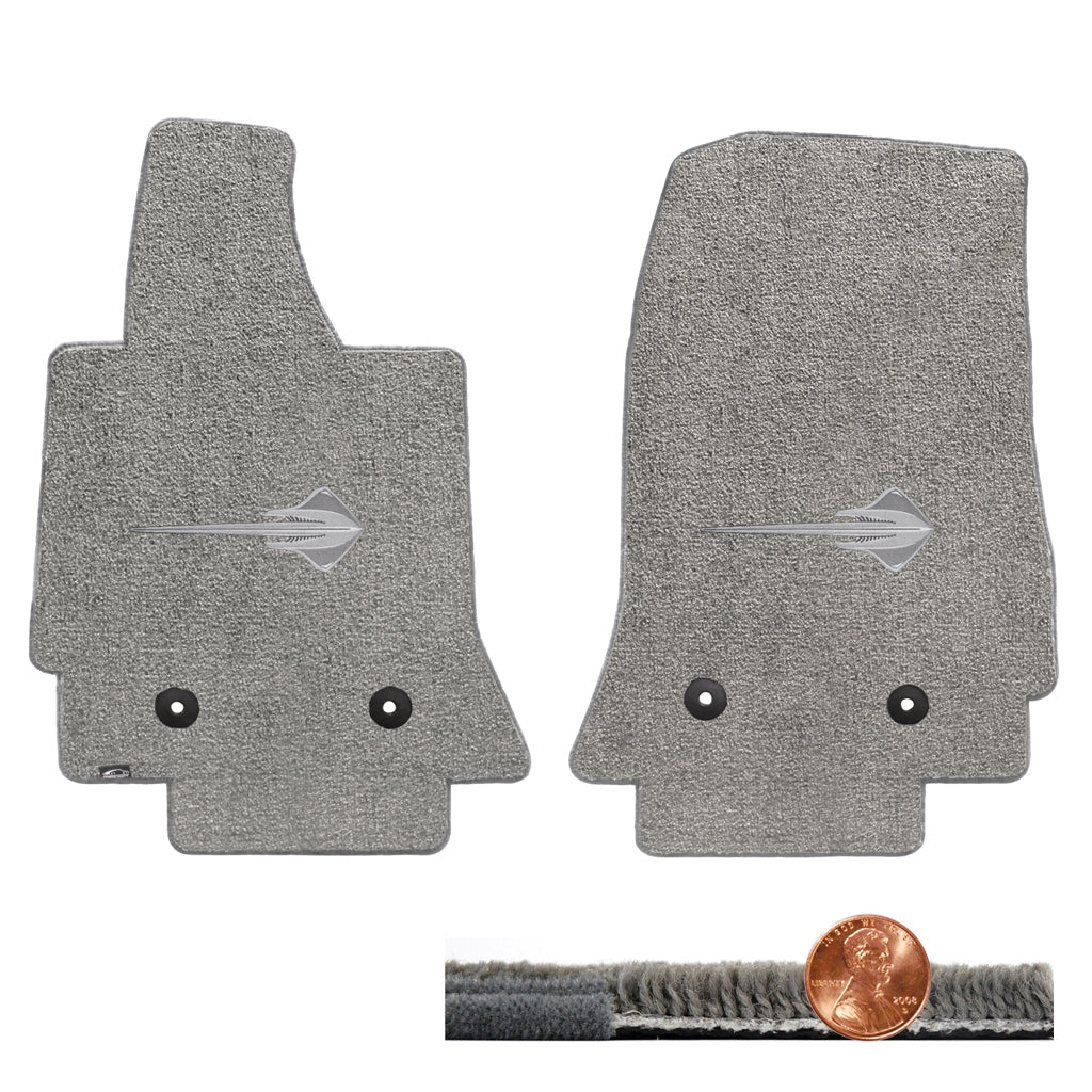 C7 Corvette Gray Grey 2pc Ultimat Front Floor Mats Set - Silver Stingray Logo