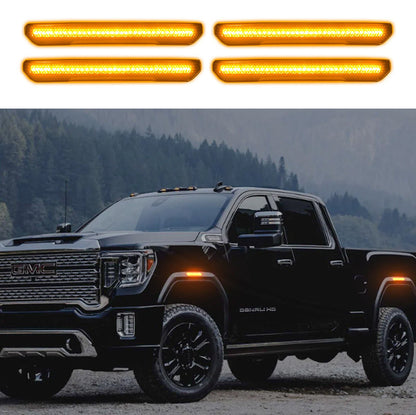 2020-2024 GMC Sierra RECON 4pc Smoked Light Up Fender Lenses w/ Amber LED