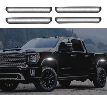 2020-2024 GMC Sierra RECON 4pc Smoked Light Up Fender Lenses w/ White LED