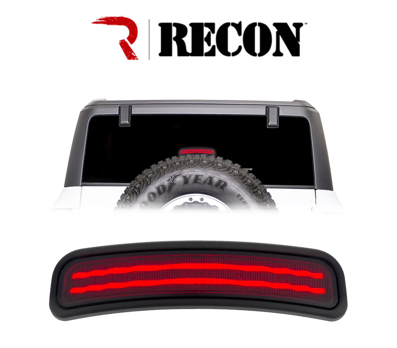 2021-2024 Ford Bronco RECON Smoked Third Brake Light Lens w/ Red LEDs