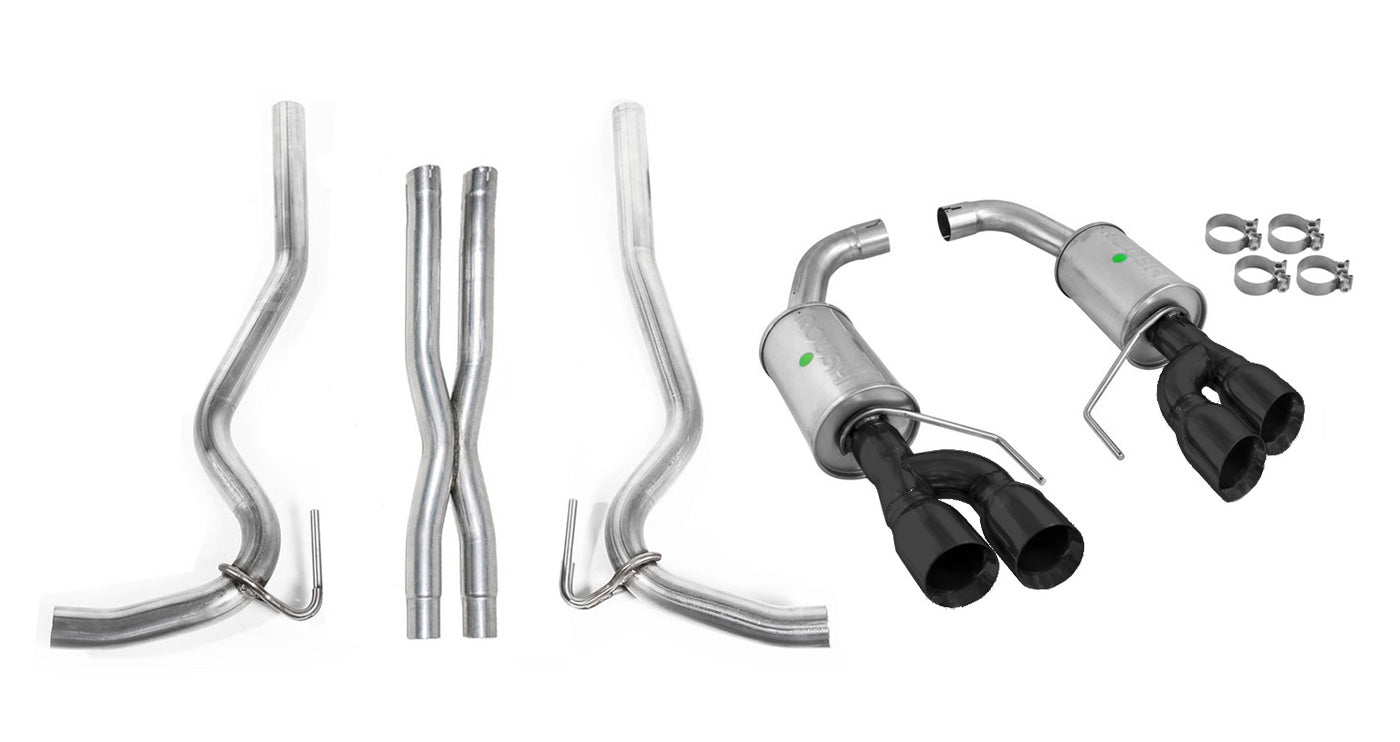2018-2023 Mustang Coupe GT 5.0L Roush 422093-BLK Cat Back Exhaust System & X Pipe w/ Black Tips