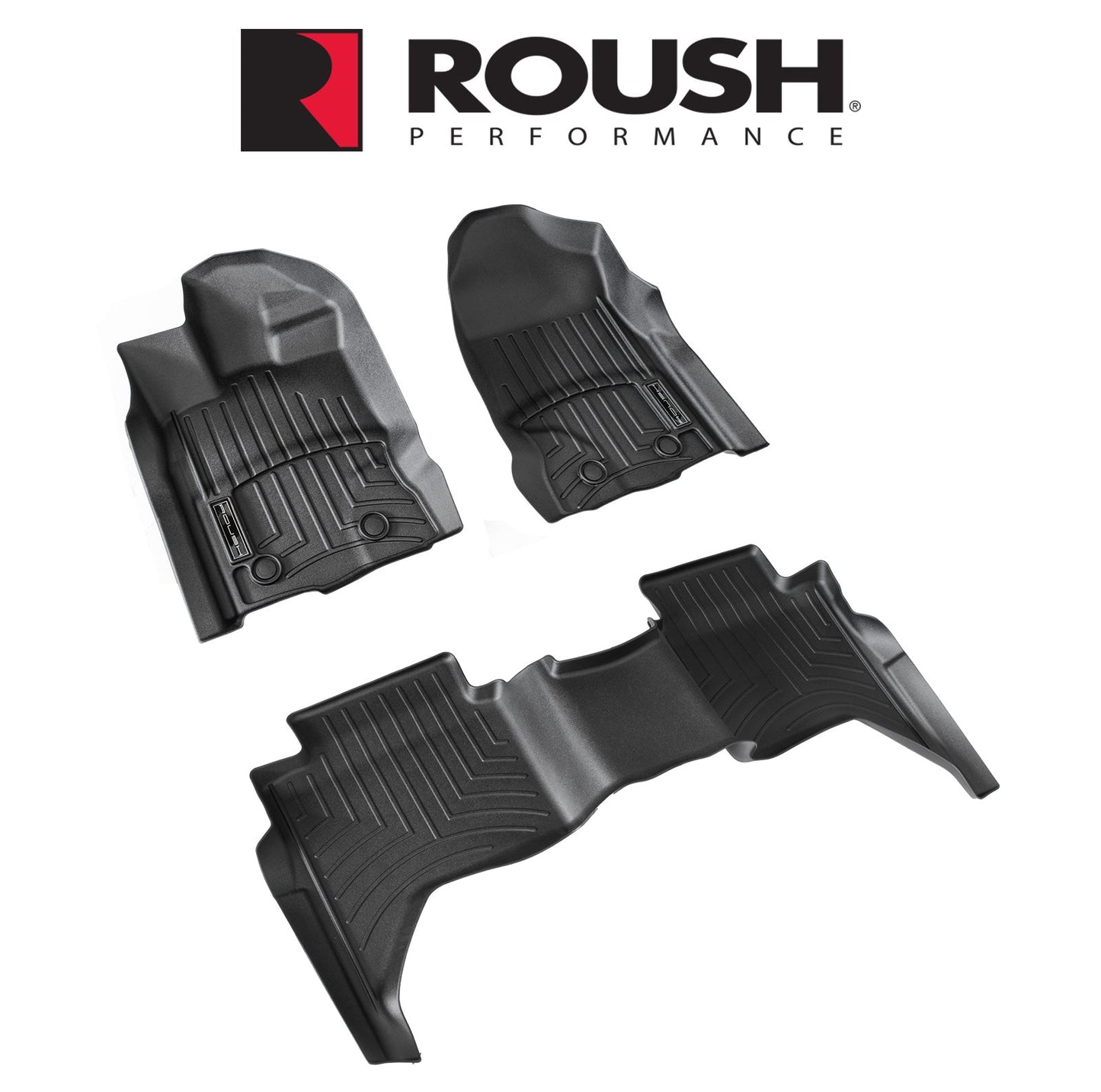 2019-2023 Ranger Crew Cab Roush Front & Rear 3pc Rubber Floor Mat Liners