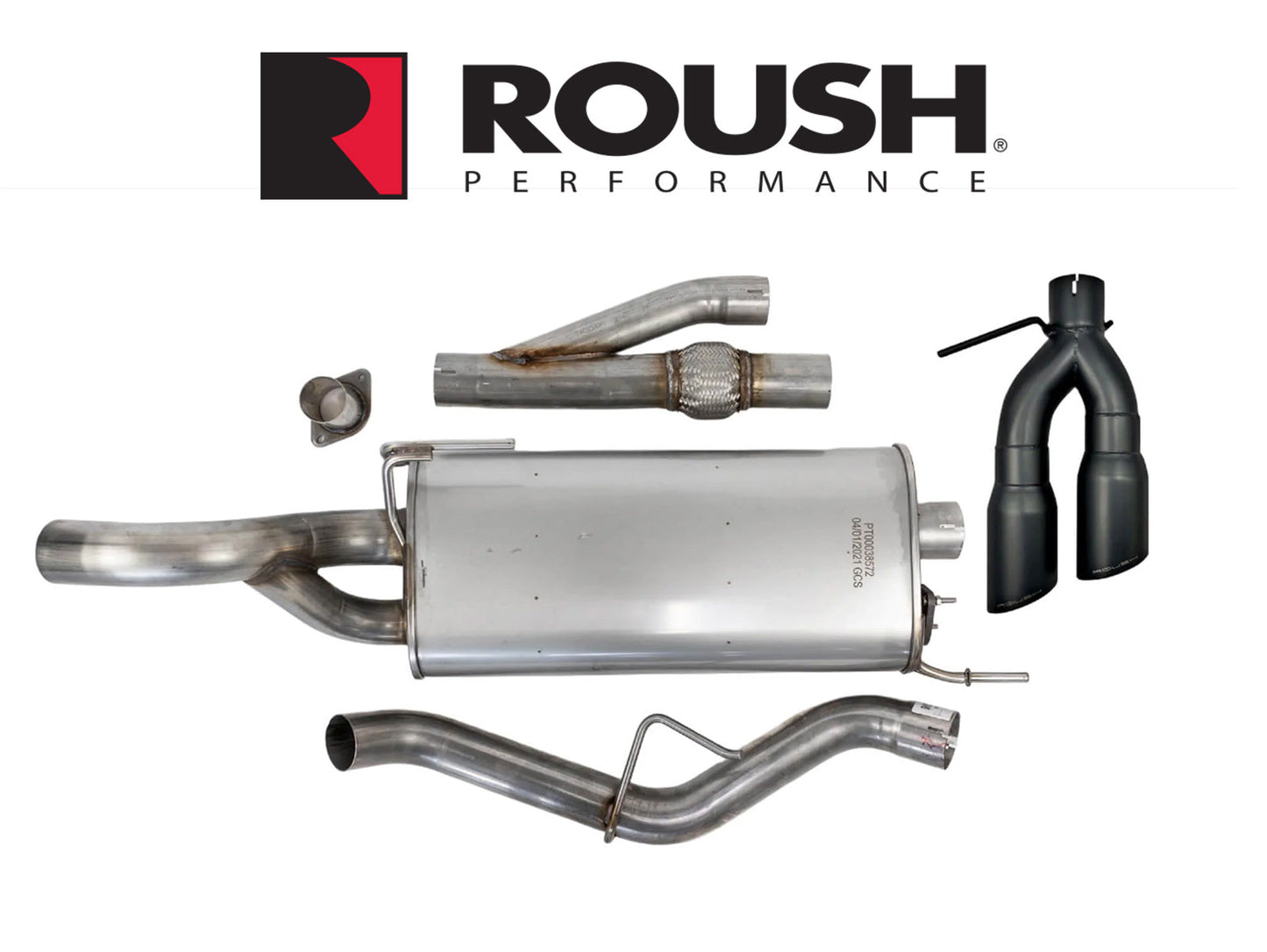 2021-2025 F-150 Roush 422264-BLK Side Exit Cat Back Exhaust System w/ Black Tips
