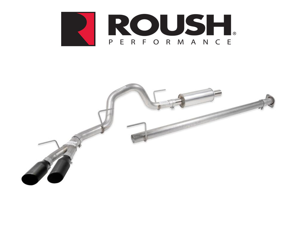 2021-2024 Ford F-150 5.0 V8 Roush 422266-BLK Cat-Back Side Exit Exhaust System Kit w/ Black Tips